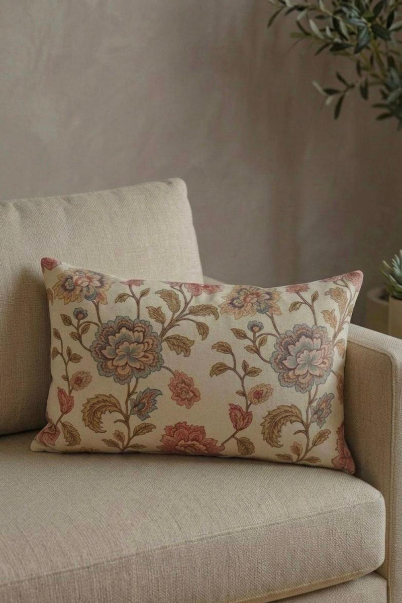 Pembe Desen Kanvas Pamuk 30x50 Kırlent Kılıfı