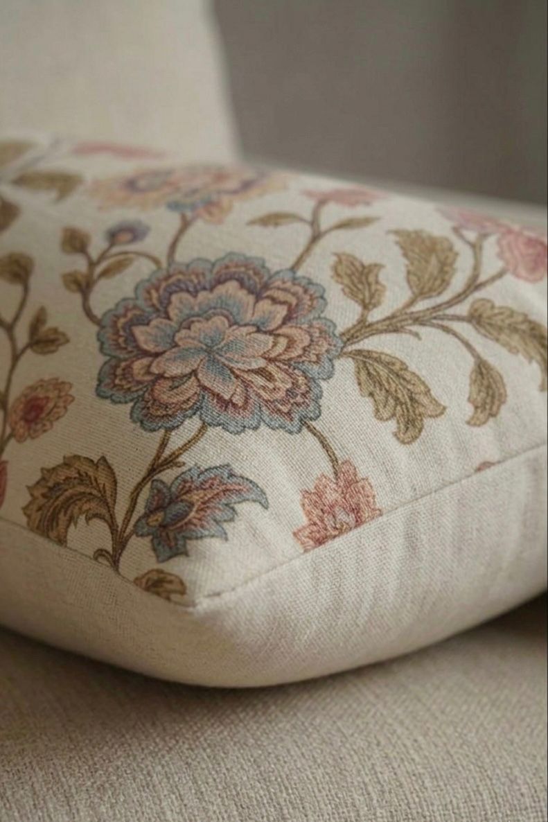 Pembe Desen Kanvas Pamuk 30x50 Kırlent Kılıfı