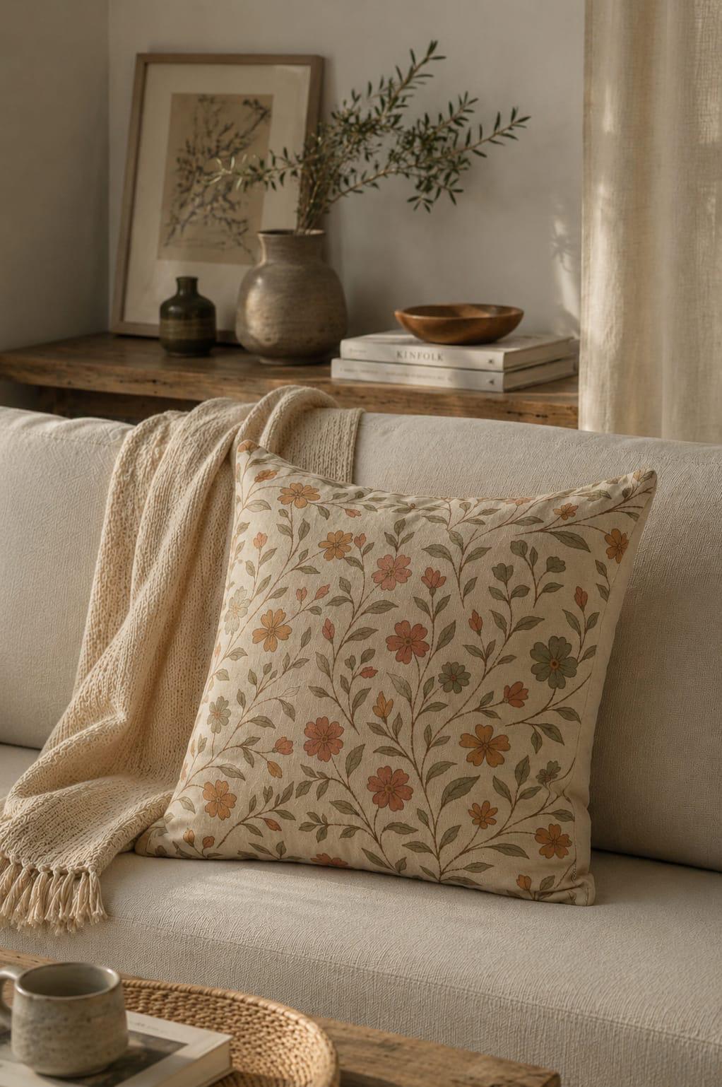 Kır Çiçeği Pamuk 45x45 Kırlent Kılıfı