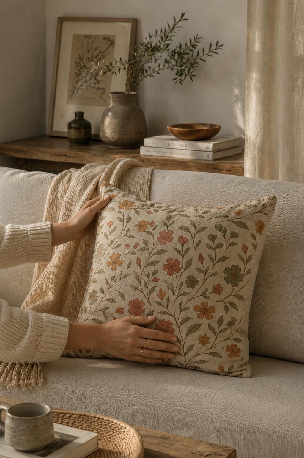 Kır Çiçeği Pamuk 45x45 Kırlent Kılıfı